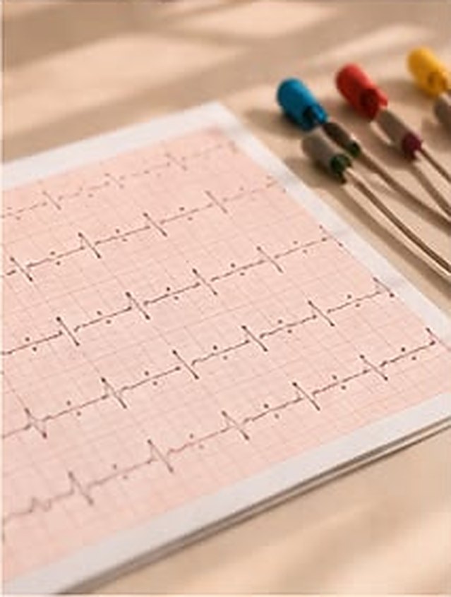 EKG-Papier mit farbigen Elektroden